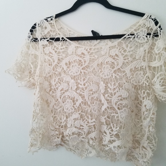 Forever 21 Cream Scoop Neck Crop Top - Picture 5 of 7